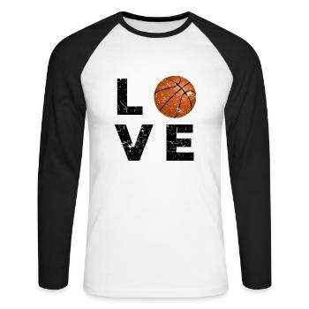 Basketball amour - T-shirt baseball manches longues Homme - blanc/noir - Devant - Nik (191cm)