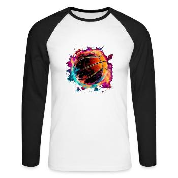 Basketball in Flash Art Design for Sports Fans - Unisex Long Sleeve Baseball T-Shirt - white/black - Front - Nik (191cm)