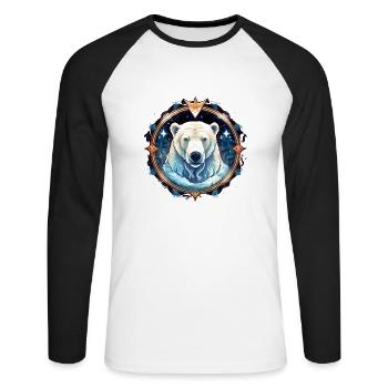 Eisbär mit verschneiten Elementen, Liebesbären - Unisex Baseballshirt langarm - Weiß/Schwarz - Vorne - Nik (191cm)