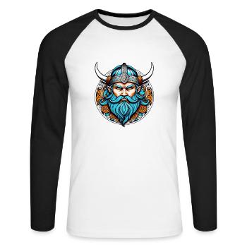 Wikinger Odin Thor Walhalla - Unisex Baseballshirt langarm - Weiß/Schwarz - Vorne - Nik (191cm)