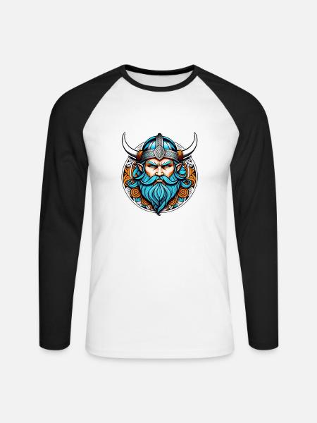 Viking Odin Thor Valhalla - Unisex Long Sleeve Baseball T-Shirt - white/black