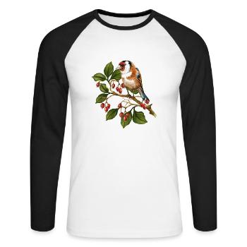 Oiseau coloré - T-shirt baseball manches longues Homme - blanc/noir - Devant - Nik (191cm)