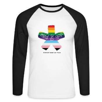 blockedTitle - Unisex Baseballshirt langarm - Weiß/Schwarz - Vorne - Nik (191cm)