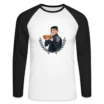 Rieser Grantler // Illustration - Unisex Baseballshirt langarm - Weiß/Schwarz - Vorne - Nik (191cm)