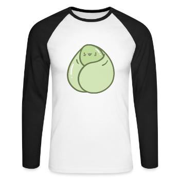 Haricot doux et câlin - T-shirt baseball manches longues Homme - blanc/noir - Devant - Nik (191cm)