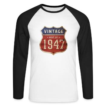 77 Years Old Vintage 1947 Limited Edition 77th - Unisex Long Sleeve Baseball T-Shirt - white/black - Front - Nik (191cm)