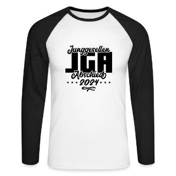 jga junggesellenabschied 2024 - Unisex Baseballshirt langarm - Weiß/Schwarz - Vorne - Nik (191cm)