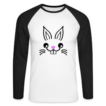 Bunny Rabbit - Unisex Long Sleeve Baseball T-Shirt - white/black - Front - Nik (191cm)