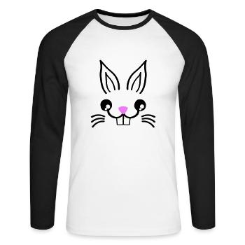 Bunny Rabbit - Unisex Long Sleeve Baseball T-Shirt - white/black - Front - Nik (191cm)