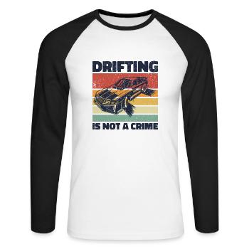 La dérive n’est pas un crime - cadeau d’amoureux de la voiture - T-shirt baseball manches longues Homme - blanc/noir - Devant - Nik (191cm)