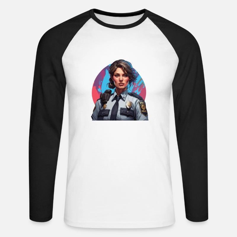 Polizei / Einsatz / Beruf / Job / Einsatzkräfte - Unisex Baseballshirt langarm - Weiß/Schwarz