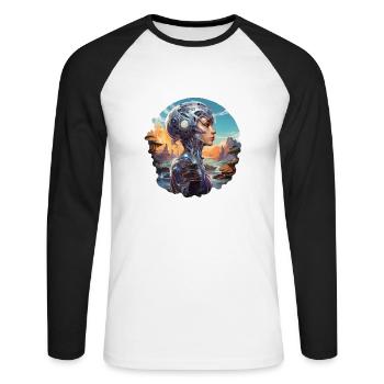 Science-fiction Fantasy - T-shirt baseball manches longues Homme - blanc/noir - Devant - Nik (191cm)