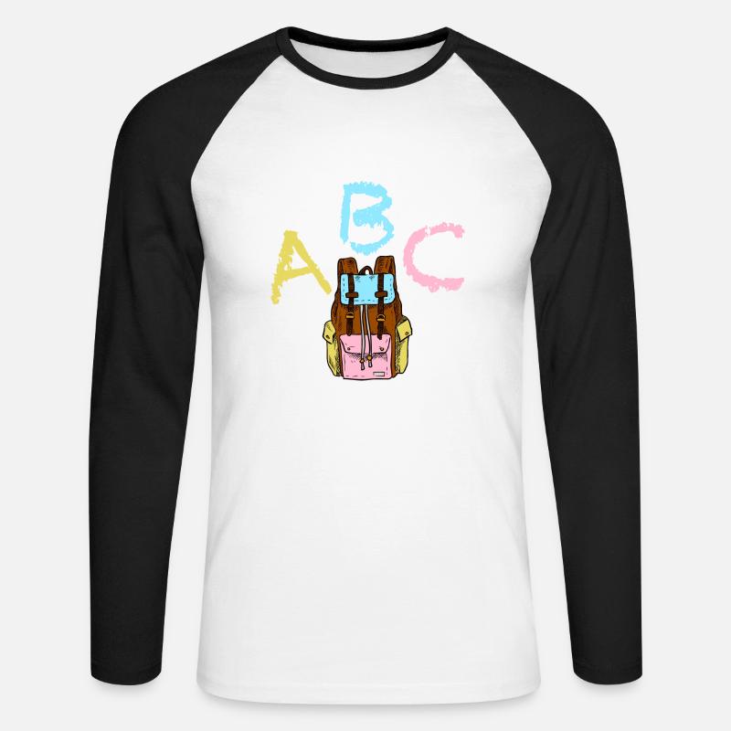 ABC mit Rucksack - Unisex Baseballshirt langarm - Weiß/Schwarz