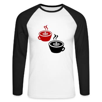 Coffee Icon - Unisex Long Sleeve Baseball T-Shirt - white/black - Front - Nik (191cm)
