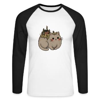 Montagne Mossy Cat - T-shirt baseball manches longues Homme - blanc/noir - Devant - Nik (191cm)