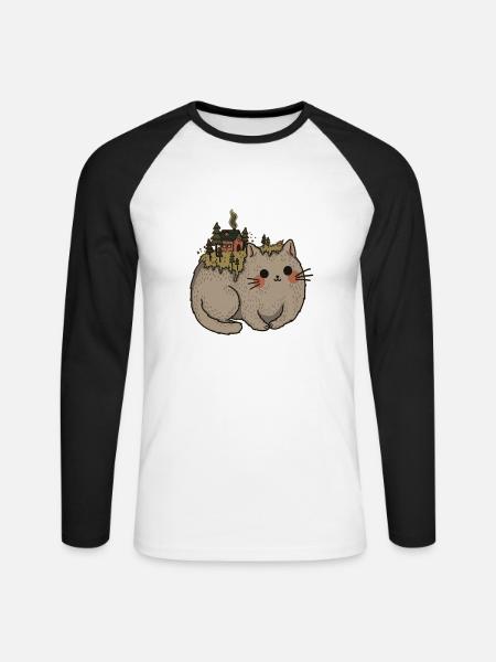 Mossy Cat Berg - Unisex Baseballshirt langarm - Weiß/Schwarz