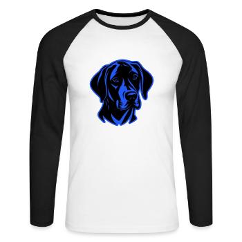 Labrador Hund Kopf - Unisex Baseballshirt langarm - Weiß/Schwarz - Vorne - Nik (191cm)