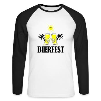 fête de la bière 01 - T-shirt baseball manches longues Homme - blanc/noir - Devant - Nik (191cm)
