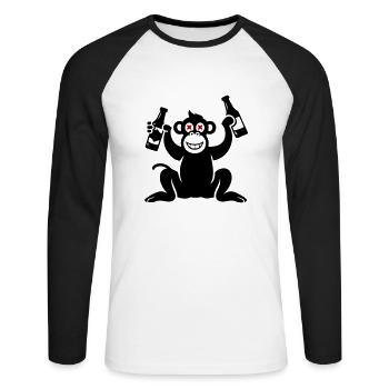 Affe Bier Besoffen - Unisex Baseballshirt langarm - Weiß/Schwarz - Vorne - Nik (191cm)