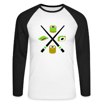 sushi - T-shirt baseball manches longues Homme - blanc/noir - Devant - Nik (191cm)