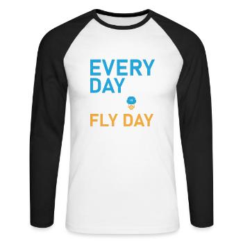 Every Day Is Fly Day Drone Pilot RC Flight - Unisex Baseballshirt langarm - Weiß/Schwarz - Vorne - Nik (191cm)