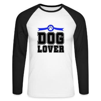 Amoureux des chiens - T-shirt baseball manches longues Homme - blanc/noir - Devant - Nik (191cm)