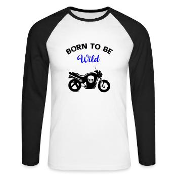 motorcycle - Unisex Long Sleeve Baseball T-Shirt - white/black - Front - Nik (191cm)
