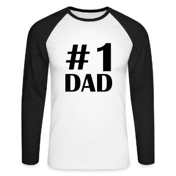 1 dad - Unisex Baseballshirt langarm - Weiß/Schwarz - Vorne - Nik (191cm)