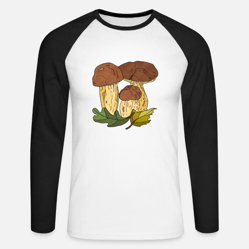 Pilze - Unisex Baseballshirt langarm - Weiß/Schwarz