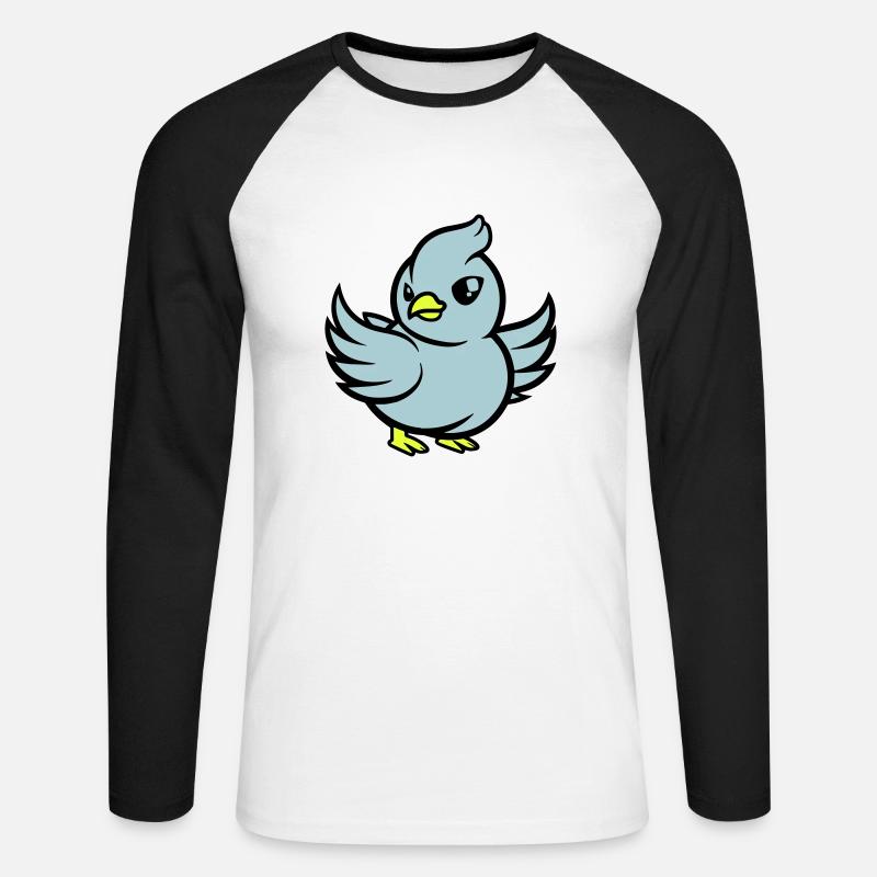 taube comic - Unisex Baseballshirt langarm - Weiß/Schwarz