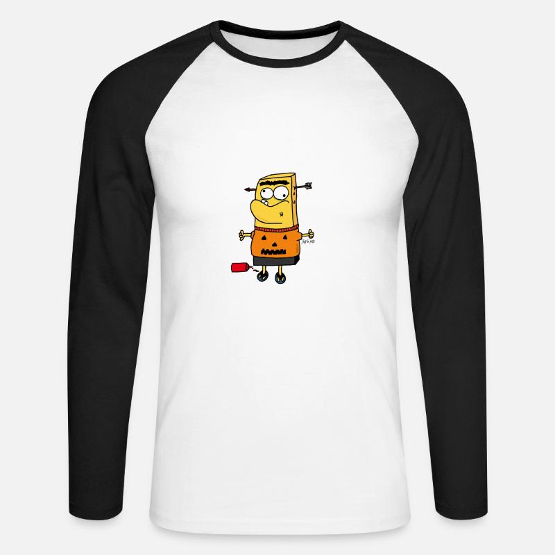 TRICK ODER POMMES WEISS - Unisex Baseballshirt langarm - Weiß/Schwarz
