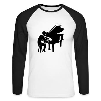 Piano Keys Instrument Playing Classical Music - Unisex Long Sleeve Baseball T-Shirt - white/black - Front - Nik (191cm)