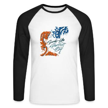klingt nach einem perfekten Tag - Unisex Baseballshirt langarm - Weiß/Schwarz - Vorne - Nik (191cm)