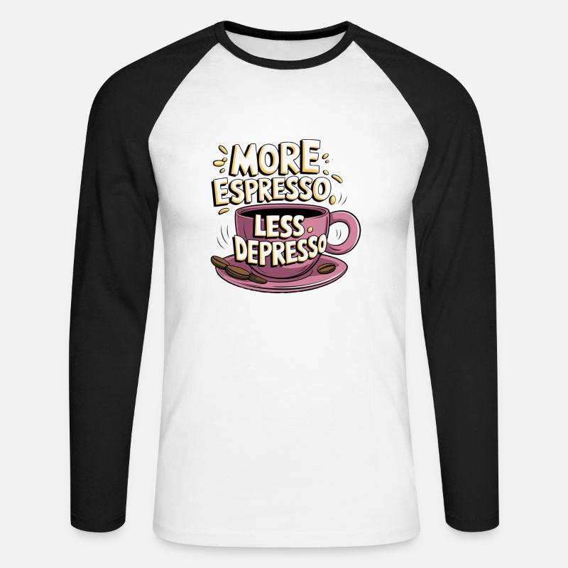 Espresso, Coffee, Kaffee, Latte, Geschenkidee - Unisex Baseballshirt langarm - Weiß/Schwarz