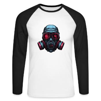 Gasmaske - Unisex Baseballshirt langarm - Weiß/Schwarz - Vorne - Nik (191cm)