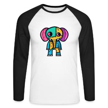 Elephant Halloween Animal - Unisex Long Sleeve Baseball T-Shirt - white/black - Front - Nik (191cm)