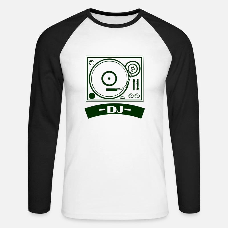 Turntable Dj - Unisex Long Sleeve Baseball T-Shirt - white/black