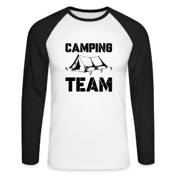 Camping Team - Unisex Baseballshirt langarm - Weiß/Schwarz - Vorne - Nik (191cm)