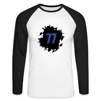 Spot 77 - T-shirt baseball manches longues Homme - blanc/noir - Devant - Nik (191cm)
