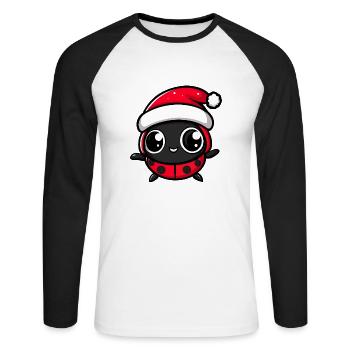 Ladybug Christmas Cute - Unisex Long Sleeve Baseball T-Shirt - white/black - Front - Nik (191cm)