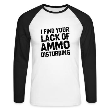 Humour pour les amateurs d’armes à feu – "I Find Your Lack Of Amm - T-shirt baseball manches longues Homme - blanc/noir - Devant - Nik (191cm)