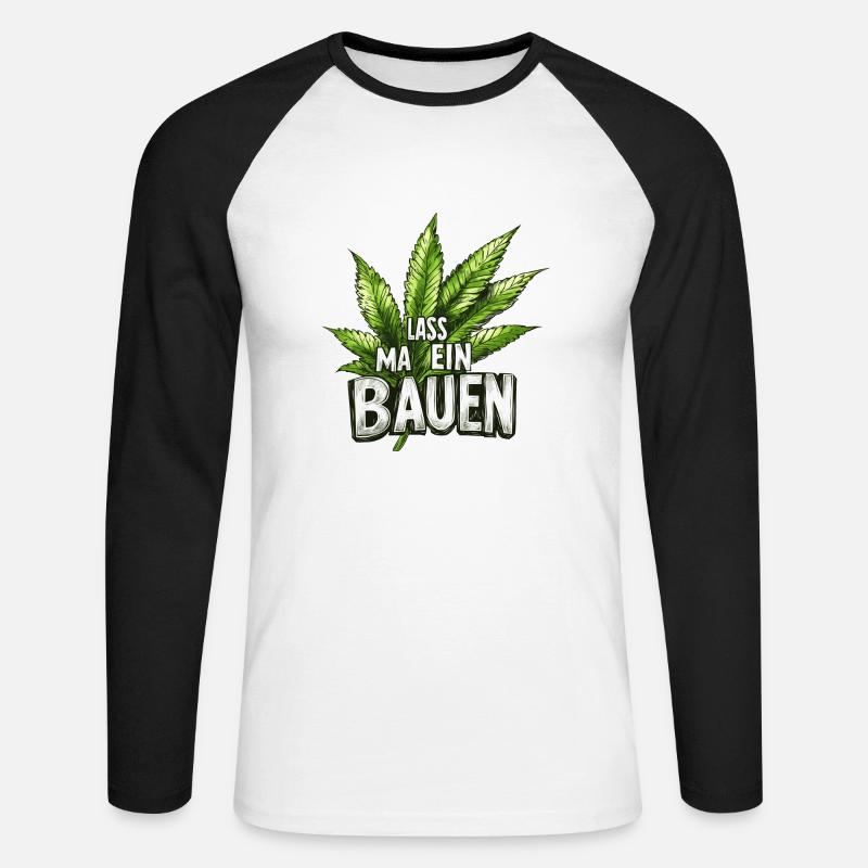 lass ma ein bauen - Unisex Baseballshirt langarm - Weiß/Schwarz