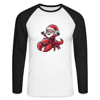 Crabe homard Père Noël - T-shirt baseball manches longues Homme - blanc/noir - Devant - Nik (191cm)