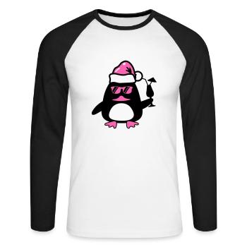 beach duck christmas - Unisex Baseballshirt langarm - Weiß/Schwarz - Vorne - Nik (191cm)