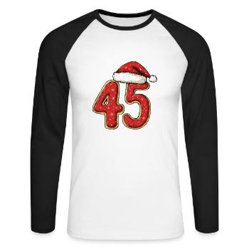 Biscuit de Noël à 45 chiffres - T-shirt baseball manches longues Homme - blanc/noir - Devant - Nik (191cm)