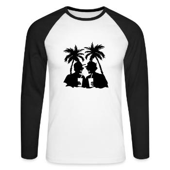 Party Urlaub Palmen - Unisex Baseballshirt langarm - Weiß/Schwarz - Vorne - Nik (191cm)