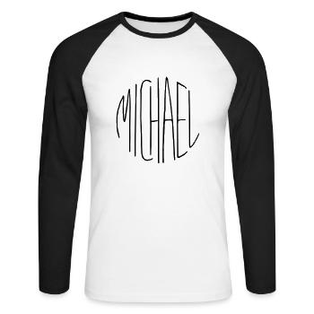 Michael - Unisex Baseballshirt langarm - Weiß/Schwarz - Vorne - Nik (191cm)
