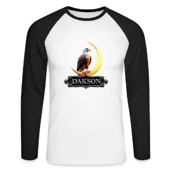 Himmlisches Adler Design von Dakson - Unisex Baseballshirt langarm - Weiß/Schwarz - Vorne - Nik (191cm)
