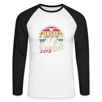Janvier 2015 Cadeau Anniversaire - Janvier 2015 - T-shirt baseball manches longues Homme - blanc/noir - Devant - Nik (191cm)