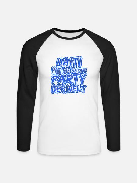 Haiti als Haiti - Unisex Baseballshirt langarm - Weiß/Schwarz